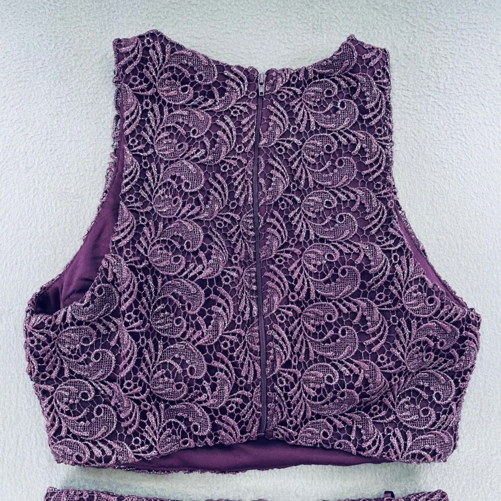 Windsor Women Two Piece Dress Lace Chiffon 11 Purple Homecoming Prom Skater